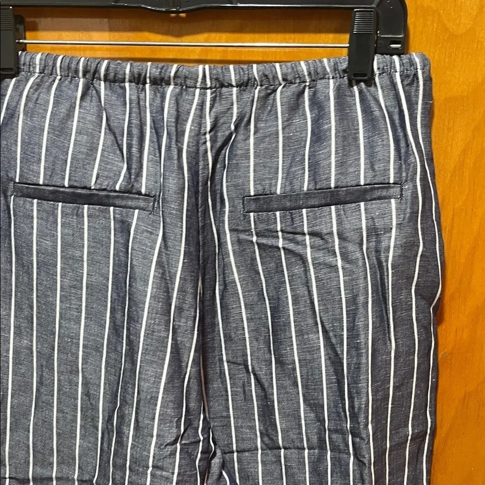 H&M Women's Linen Gray Striped Trousers